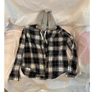 H&M Plaid/ Flannel Shirt (Black & White) with grey hoodie (NEW & UNWORN)